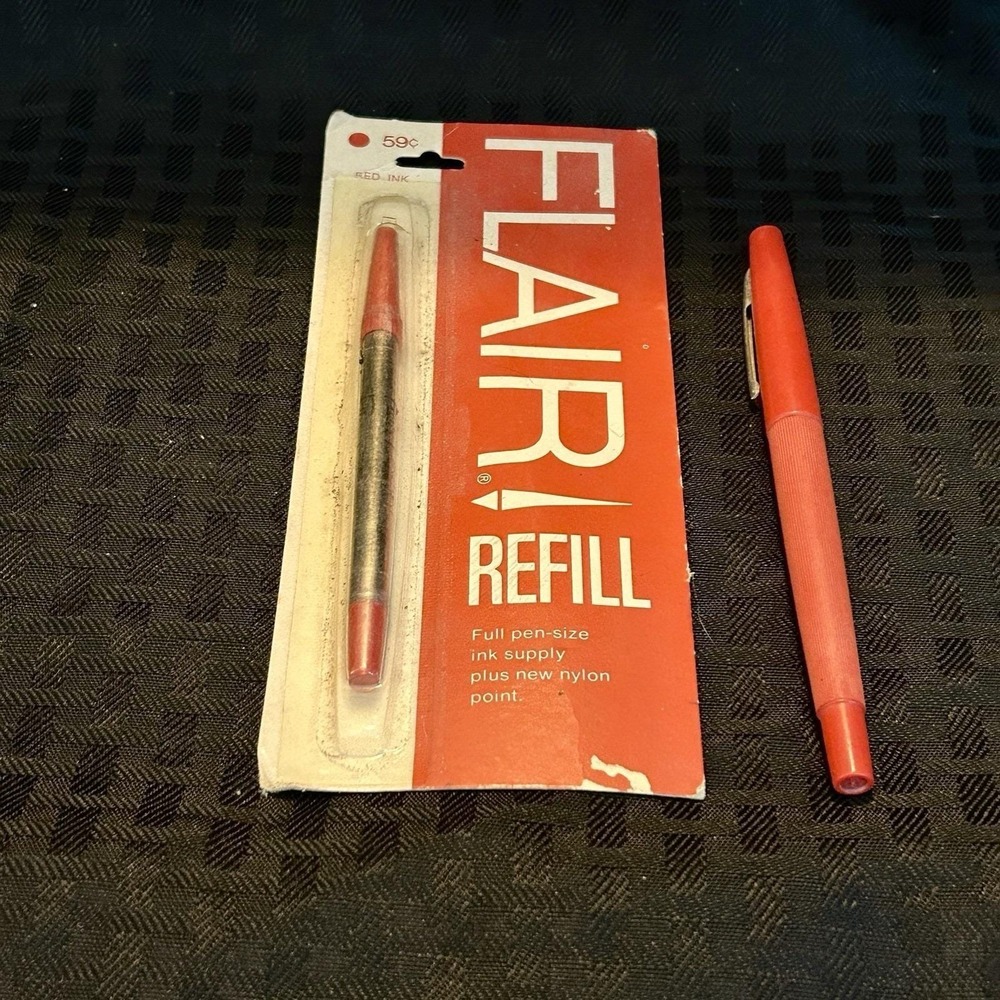 Vintage 1969 Papermate Flair Refill Sealed With Red Flair Pen Made In USA NOS